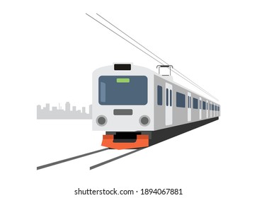 Tren eléctrico para los pasajeros. Ilustración plana simple