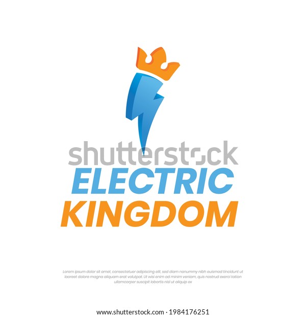 Electric company logo design template.\
Electric kingdom company logo. King electric company logo. Crown\
electric vector\
illustration.