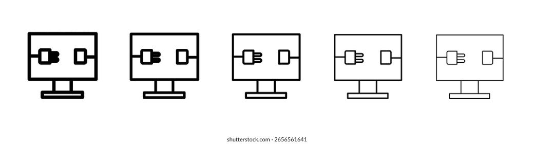 Electric Computer icon black and white vector sign