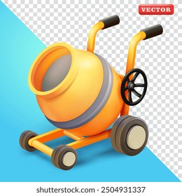 Electric Concrete Mixer, 3d vector. Suitable for industrial and design elements