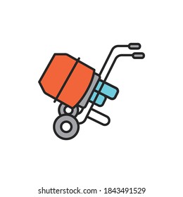 Electric concrete mixer color line icon. Pictogram for web page, mobile app, promo. UI/UX/GUI design element. Editable stroke.