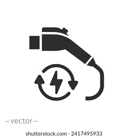 electric connector for auto icon, car charger, plug to electric vehicle, flat symbol on white background - vector illustration