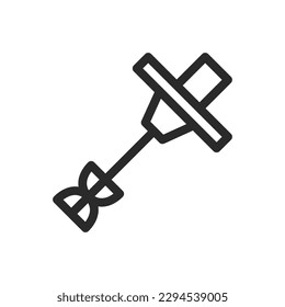 Icono aislado del mezclador eléctrico de construcción, icono del vector del mezclador de mano de hormigón con trazo editable