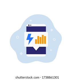 electric consumption icon with phone, vector