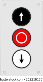 Electric control button 3 way Push Button Stion UP-DOWN-STOP Illustration of an industrial electrical control box