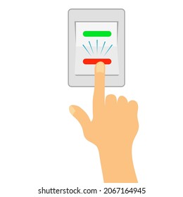 Concepto de control eléctrico aislado en fondo blanco