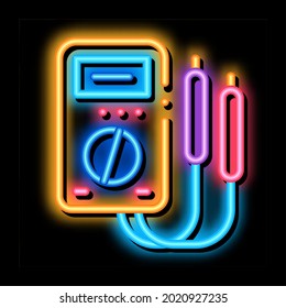 electric control panel neon light sign vector. Glowing bright icon electric control panel sign. transparent symbol illustration