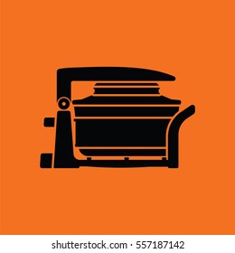 Electric convection oven icon. Orange background with black. Vector illustration.