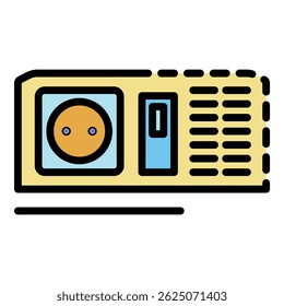 Electric converter icon. Outline electric converter vector icon color flat isolated on white