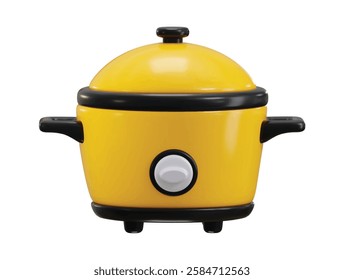Electric cooker 3d render concept of rice cooker kitchen utensils appliances vector illustration