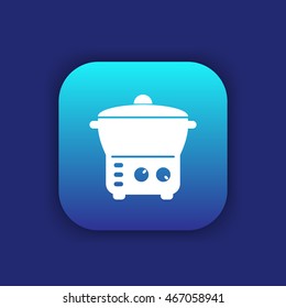 electric cooker icon, steamer, multi cooker, vector illustration