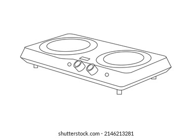 electric cooker line art vector illustration 