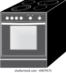 Electric cooker oven. Vector illustration.