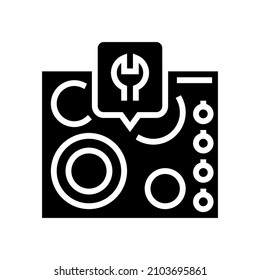 electric cooktop repair glyph icon vector. electric cooktop repair sign. isolated contour symbol black illustration