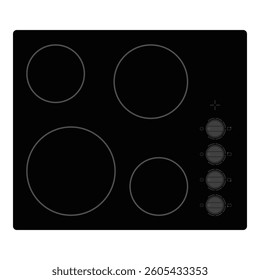 Electric cooktop stove top view, cooking and household appliances concept