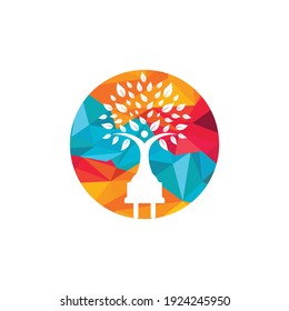 Electric cord and human tree vector logo design. Green energy electricity logo concept.