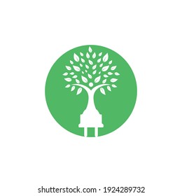 Elektrisches Kabel und menschliches Vektorlogo-Design. Konzept des grünen Energiekoteletts