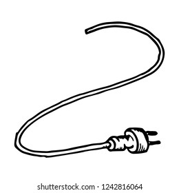 Electric cord icon. Vector of a cord. Hand drawn electrical cord.