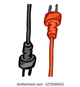 Electric cord icon. Vector of a cord. Hand drawn electrical cord.