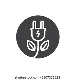 electric cord leaf vector icon of eco energy saver concept design template web