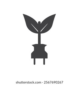 electric cord leaf vector icon of eco energy saver concept design template web