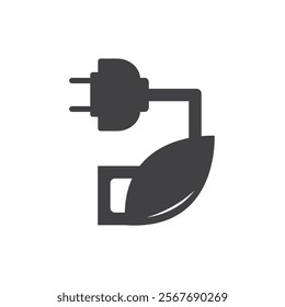 electric cord leaf vector icon of eco energy saver concept design template web