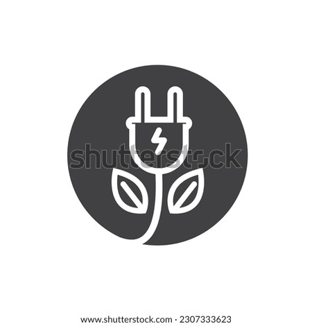 electric cord leaf vector icon of eco energy saver concept design template web