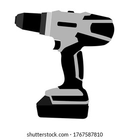 Electric cordless screwdriver in vector.Bits for bolts and screws in the vector.