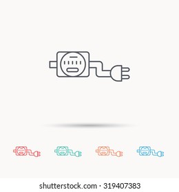 Electric counter icon. Electricity with plug sign. Linear icons on white background. Vector