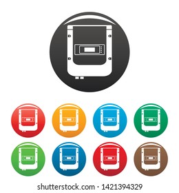 Electric counter icons set 9 color vector isolated on white for any design