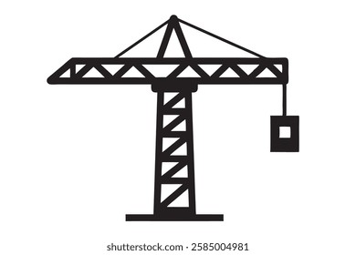 A electric crane silhouette vector icon illustration, crane, construction crane on white background.