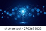 Electric or creative light bulb. Global internet connection concept for business. advanced digital technology	