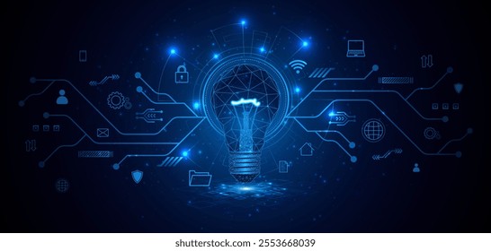 Electric or creative light bulb. Global internet connection concept for business. advanced digital technology	