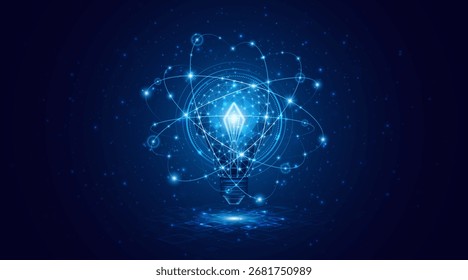 Lâmpada elétrica ou criativa. Conceito de conexão global à internet para empresas. tecnologia digital avançada	