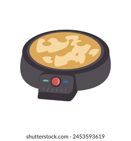 Electric crepe maker for one pancake. Household appliances for the kitchen, for cooking. Vector illustration