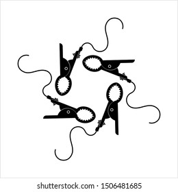 Electric Crocodile Clips With Wire Vector Art Illustration