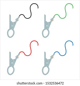 Electric Crocodile Clips With Wire Vector Art Illustration