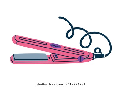 Electric Curler as Professional Hairdressing Tool and Accessory for Hairdo Vector Illustration