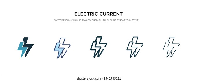 electric current icon in different style vector illustration. two colored and black electric current vector icons designed in filled, outline, line and stroke style can be used for web, mobile, ui