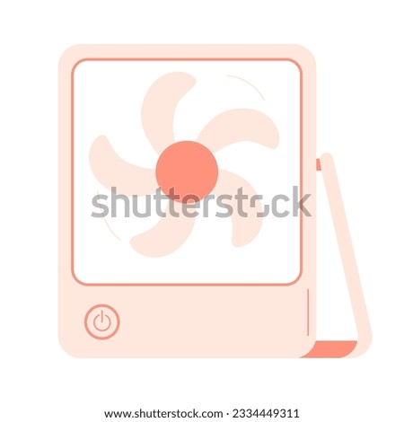 electric  cute table fan with cool breeze on white background with flat vector icon design. graphics for banners, stickers, cons, infographics. isolated elements. stay cool. fresh air