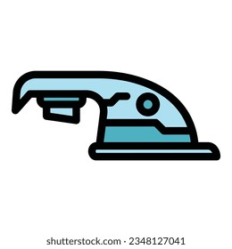 Electric cutting icon outline vector. Lawn trimmer. Grass mower color flat