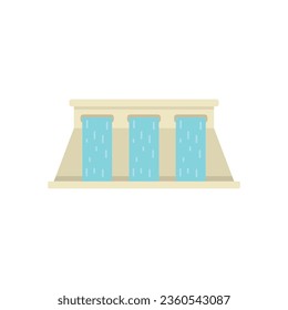 Electric dam icon flat vector. Hydro energy. Water plant isolated