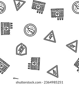 electric danger shock power vector seamless pattern thin line illustration