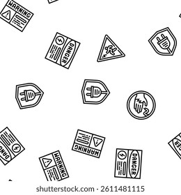 electric danger shock power vector seamless pattern thin line illustration