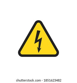 Electric danger sign. Triangle warning icon. Hazard symbol in vector flat style.