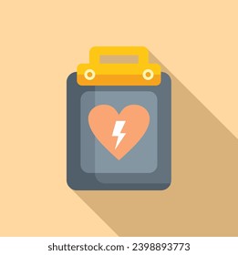 Electric defibrillator icon flat vector. Health automatic care. Cardiac support