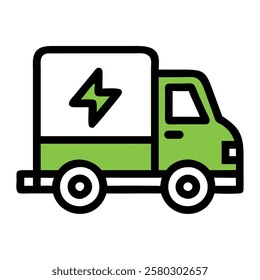 Electric delivery truck sustainable energy isolated illustration