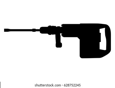 Electric demolition hammer or heavy drill. Side view. Flat vector.
