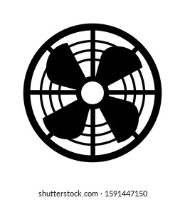 Electric desk fan icon.  Air roating propeller. Ventilation, air conditioning device.