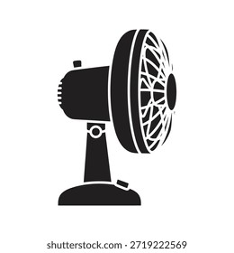 Icono de Vector negro sólido de ventilador de escritorio eléctrico aislado de fondo blanco de enfriamiento de aire ventilador de aire símbolo de Diseño gráfico ilustración